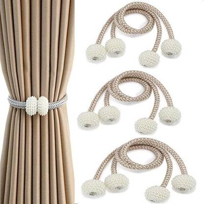 TREXEE Beige Tieback Hook, Curtain Hooks, Curtain Rings, Curtain Knobs, Tassels Metal
