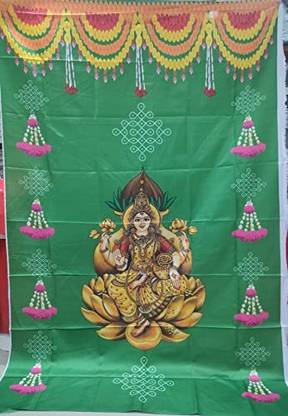 Anu Goddess lakshmi backdrop Wall Decoration size 5ft Hight & 8ft Width Curtain Fabric
