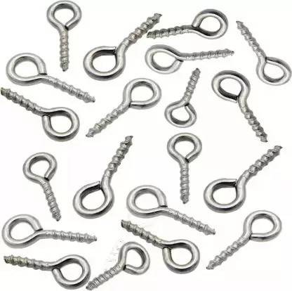 MINSALES™ 2cm Self-Tapped Small Screw Eyes Metal Eye Screw Hooks Keychain Holder Pack of20 Curtain Hook