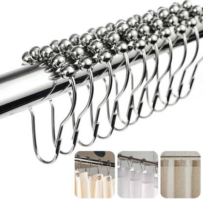 JIG'sMART 100% Stainless Steel Set of 12 Rings Shower Bathroom Curtain hanging Hooks Curtain Ring, Hook