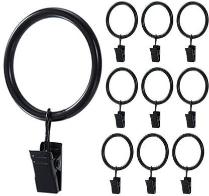 Shreeshann Curtain Rings with Clip Rust Proof for Heavy Duty Suitable for Metal Window Curtain Ring with Hook