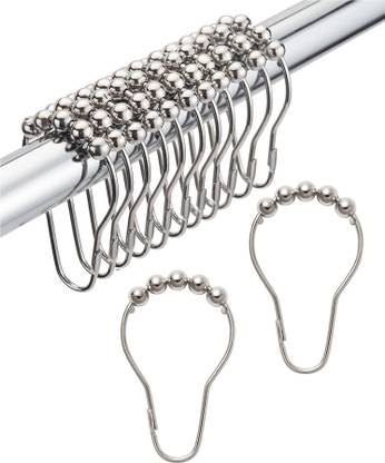 NIRMATSARAY 12 Piece Set Rustproof Stainless Steel Shower Curtain Rings Hooks for Bathroom Curtain Hook