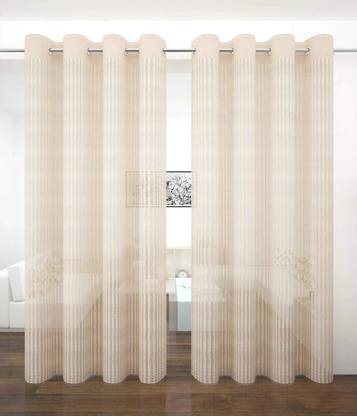 BANAVY 152 cm (5 ft) Tissue, Net Semi Transparent Window Curtain (Pack Of 2)