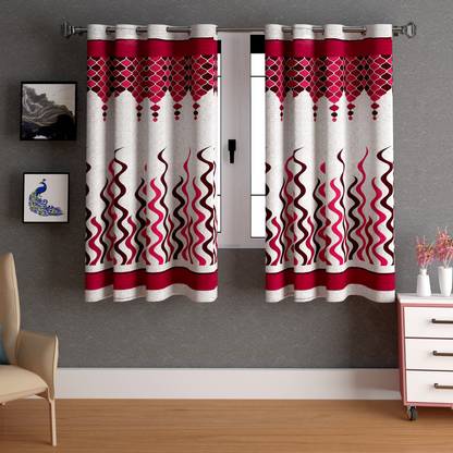 LA VERNE 153 cm (5 ft) Polyester Semi Transparent Window Curtain (Pack Of 2)