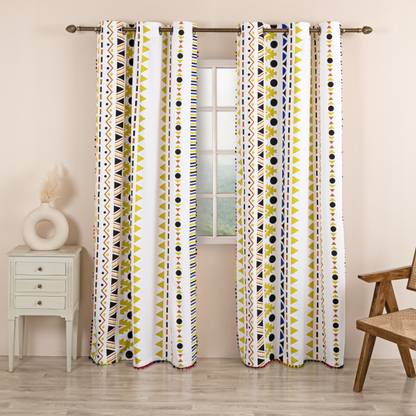 HOMEMONDE 152 cm (5 ft) कॉटन खिड़की पर्दा (2  का पैक)