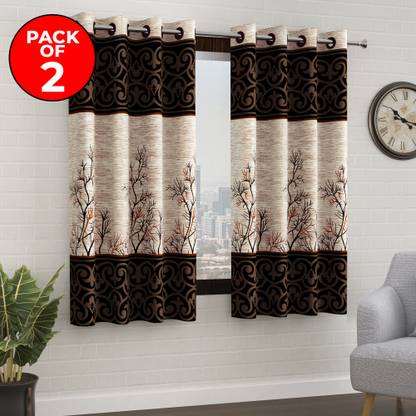 Story@home 152 cm (5 ft) Polyester Semi Transparent Window Curtain (Pack Of 2)