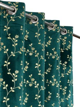 kiara Creations 213 cm (7 ft) Velvet Room Darkening Door Curtain (Pack Of 2)