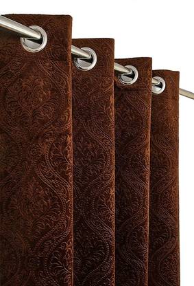 RSTC 152 cm (5 ft) Velvet Room Darkening Window Curtain Single Curtain