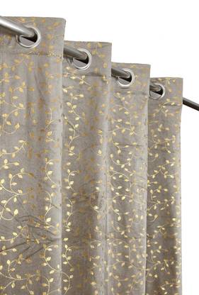 RED RIBBON DECOR 213.36 cm (7 ft) Velvet Room Darkening Door Curtain (Pack Of 2)
