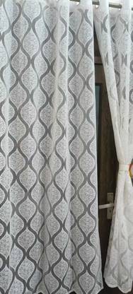 Harnay 214 cm (7 ft) Door Polyester, Net Semi Transparent Curtain (Pack Of 2)