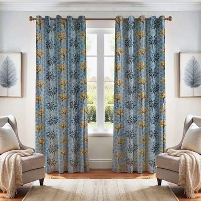 Kanodia Poly Fab 213 cm (7 ft) Polyester Semi Transparent Door Curtain (Pack Of 2)