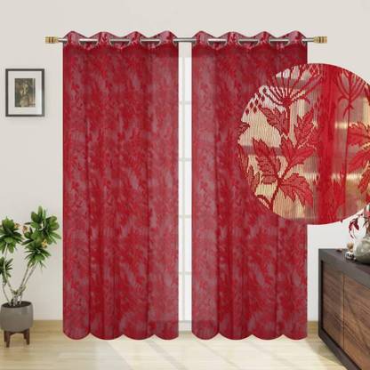 KNIT VIBES 152 cm (5 ft) Net Semi Transparent Window Curtain (Pack Of 2)