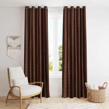 KNIT VIBES 152.4 cm (5 ft) Polyester Room Darkening Window Curtain (Pack Of 2)
