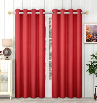 Panipat Textile Hub 274 cm (9 ft) Long Door Polyester Blackout Curtain (Pack Of 2)