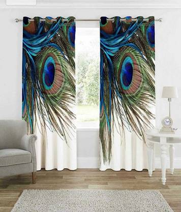SSH HOME DIGITAL PRINTED CURTAIN FOR DOOR Curtain Peacock feather printed Curtain Fabric
