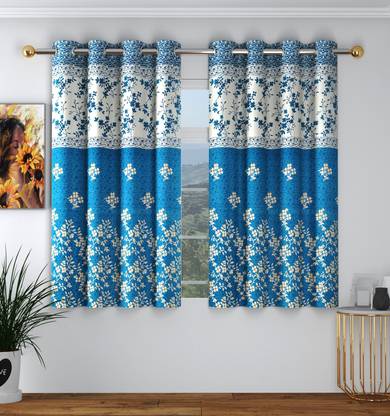 Panipat Textile Hub 153 cm (5 ft) Polyester Semi Transparent Window Curtain (Pack Of 2)