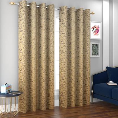 Kraftiq Homes 214 cm (7 ft) Door Velvet Room Darkening Curtain (Pack Of 2)