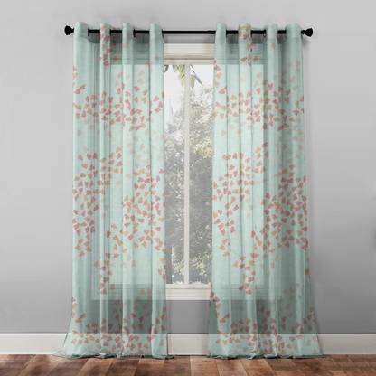 SPACES DRAPE STORY 213 cm (7 ft) Polyester Semi Transparent Door Curtain (Pack Of 2)