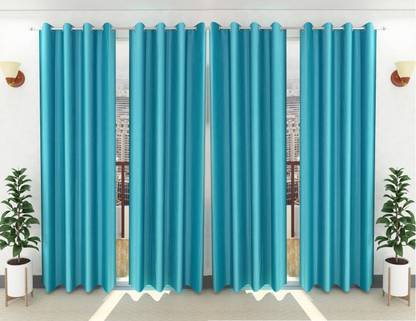 Panipat Textile Hub 213 cm (7 ft) Door Polyester Semi Transparent Curtain (Pack Of 4)
