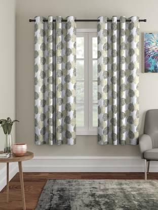 Cortina 150 cm (5 ft) Polyester Semi Transparent Window Curtain (Pack Of 2)