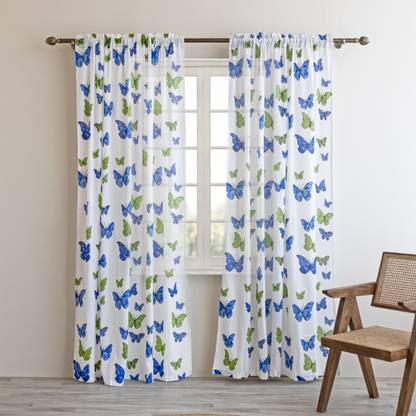 HOMEMONDE 152 cm (5 ft) Cotton Transparent Window Curtain (Pack Of 2)