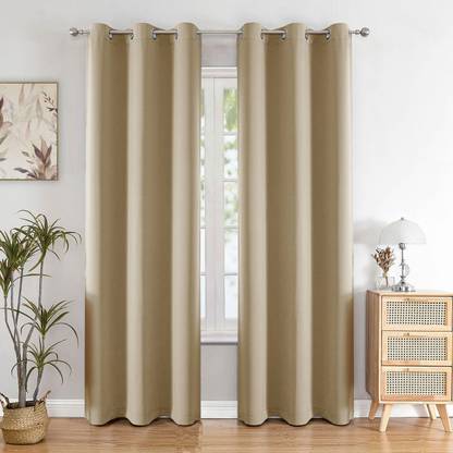 HOMEMONDE 213.36 cm (7 ft) Polyester Blackout Door Curtain (Pack Of 2)