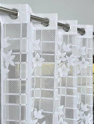 Gyanti texture 213 cm (7 ft) Net Semi Transparent Door Curtain Single Curtain