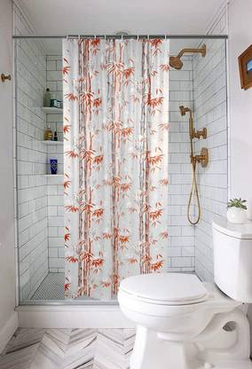 STYLZI 152.4 cm (5 ft) PVC Semi Transparent Shower Curtain Single Curtain