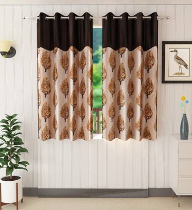 Ruhi Home Furnishing 152 cm (5 ft) Polyester Semi Transparent Window Curtain (Pack Of 2)
