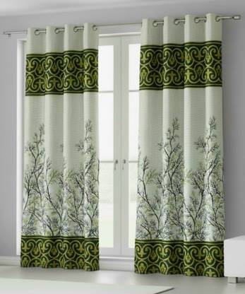 Home Sizzler 214 cm (7 ft) Door Polyester Semi Transparent Curtain (Pack Of 2)