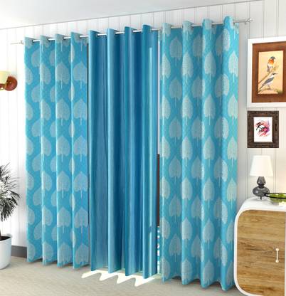 Kraftiq Homes 214 cm (7 ft) Polyester Semi Transparent Door Curtain (Pack Of 3)