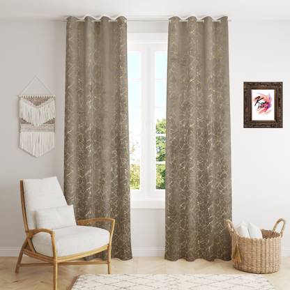 Kraftiq Homes 152 cm (5 ft) Velvet Room Darkening Window Curtain (Pack Of 2)