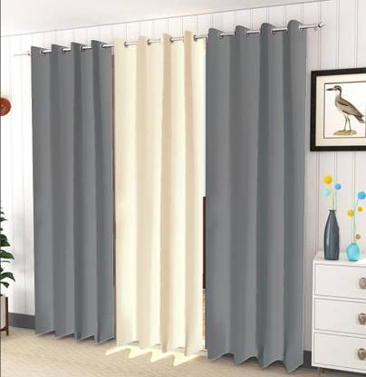 Tramb 152 cm (5 ft) Window Polyester Semi Transparent Curtain (Pack Of 3)
