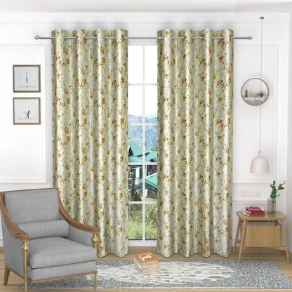 SKJ FURNISHINGS 213.36 cm (7 ft) Door Polyester Blackout Curtain (Pack Of 2)