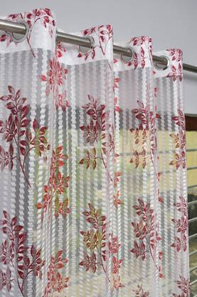RAJALWAL 152 cm (5 ft) Window Tissue Transparent Curtain (Pack Of 2)