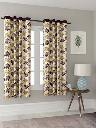 Cortina 150 cm (5 ft) Window Polyester Semi Transparent Curtain (Pack Of 2)