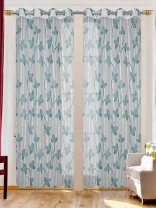 VeNom 213 cm (7 ft) Polyester Semi Transparent Long Door Curtain (Pack Of 2)