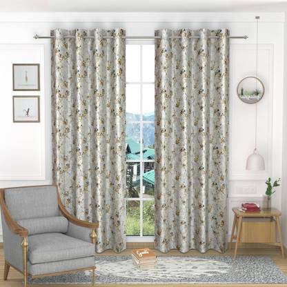 SKJ FURNISHINGS 274.32 cm (9 ft) Polyester Blackout Long Door Curtain (Pack Of 2)