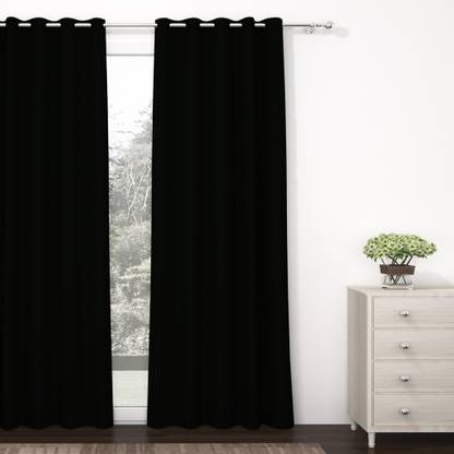 Story@home 215 cm (7 ft) Door Polyester, Silk Blackout Curtain Single Curtain