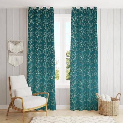fiona creations 153 cm (5 ft) Velvet Room Darkening Window Curtain (Pack Of 2)