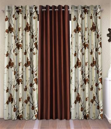 Fashion String 274 cm (9 ft) Long Door Polyester Semi Transparent Curtain (Pack Of 3)