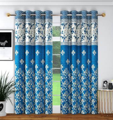 Panipat Textile Hub 213 cm (7 ft) Polyester Semi Transparent Door Curtain (Pack Of 2)