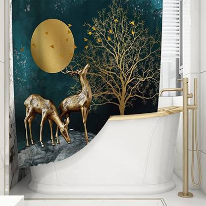 Hiki Ziki 193 cm (6 ft) Polyester Blackout Shower Curtain Single Curtain