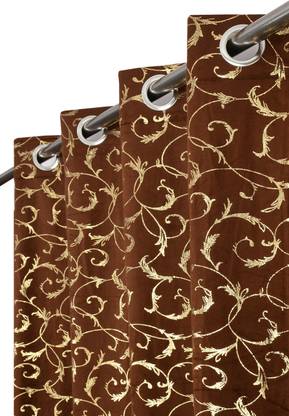 VELOURA 274.32 cm (9 ft) Velvet Room Darkening Long Door Curtain (Pack Of 2)