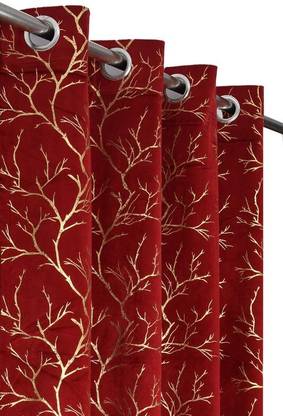 CurtainWala 213.36 cm (7 ft) Velvet Room Darkening Door Curtain Single Curtain