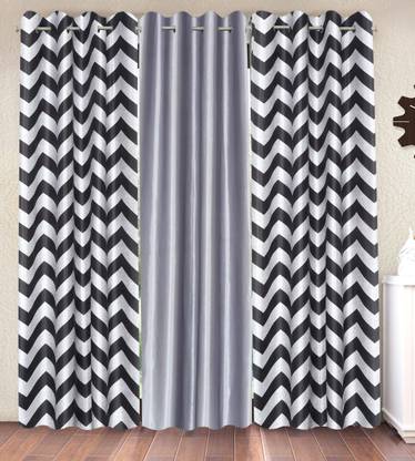 Home Sizzler 153 cm (5 ft) Window Polyester Semi Transparent Curtain (Pack Of 3)