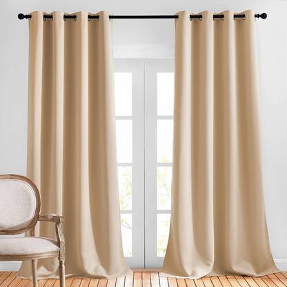 Freshfromloom 274 cm (9 ft) Long Door Silk Blackout Curtain (Pack Of 2)