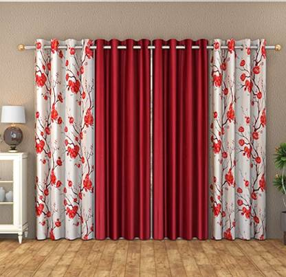 kiara Creations 213 cm (7 ft) Polyester Semi Transparent Door Curtain (Pack Of 4)