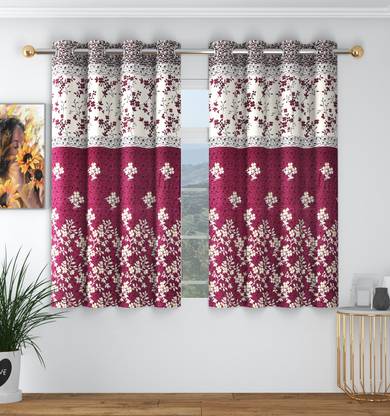 Panipat Textile Hub 153 cm (5 ft) Polyester Semi Transparent Window Curtain (Pack Of 2)