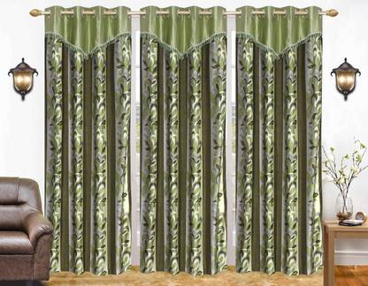 Stella Creations 275 cm (9 ft) Polyester Room Darkening Long Door Curtain (Pack Of 3)